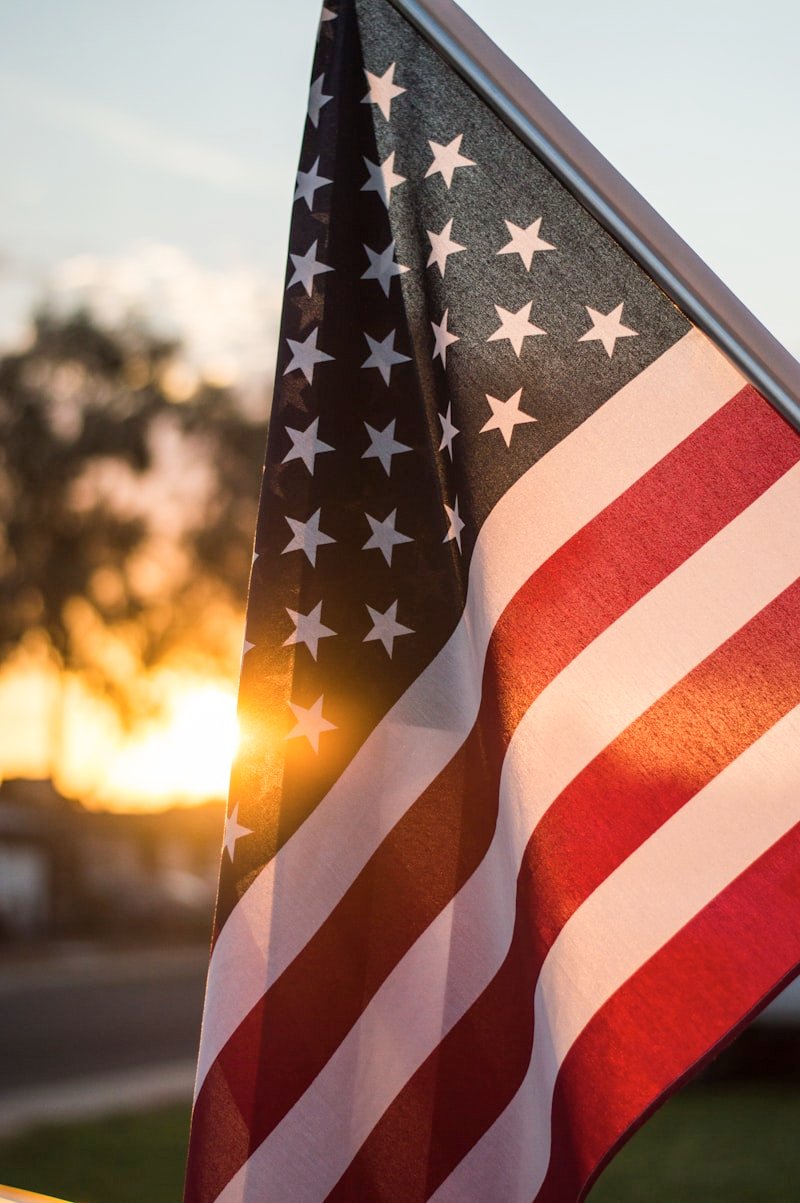 Close view of the American flag